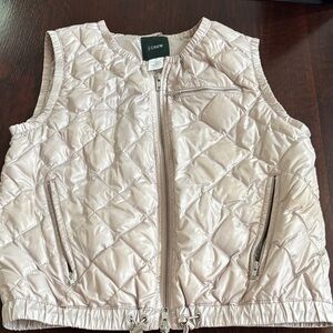 J.Crew Shiny Quilted Vest in Soft Pink